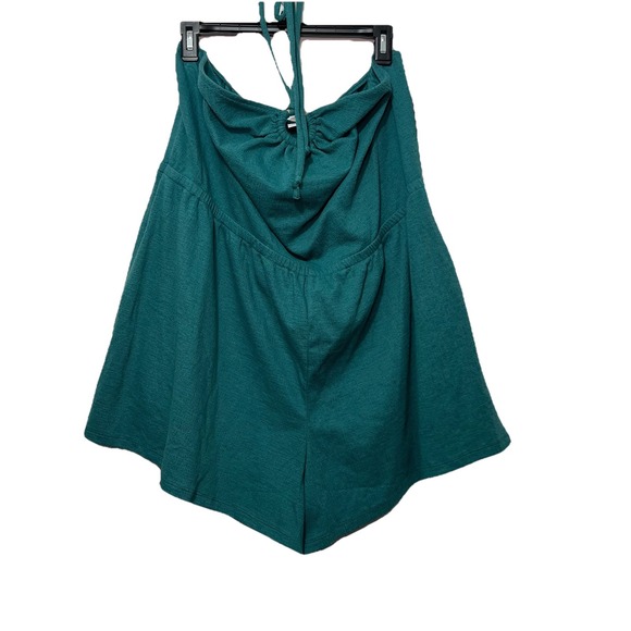 Old Navy Sz Plus 2X Textured O-Ring Halter Teal Romper beach resort cruise boho - Picture 2 of 8
